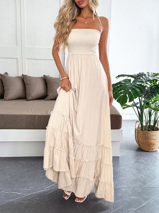 Elegant halter neck tube top cake dress